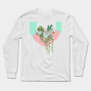 Succulents in heart shaped terrarium Long Sleeve T-Shirt